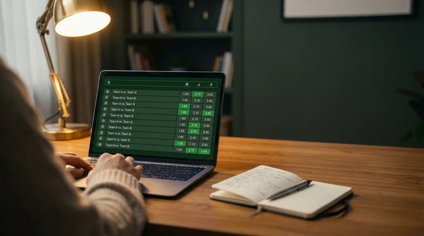 Pantalla de ordenador mostrando mercados de apuestas para un partido de fútbol holandés