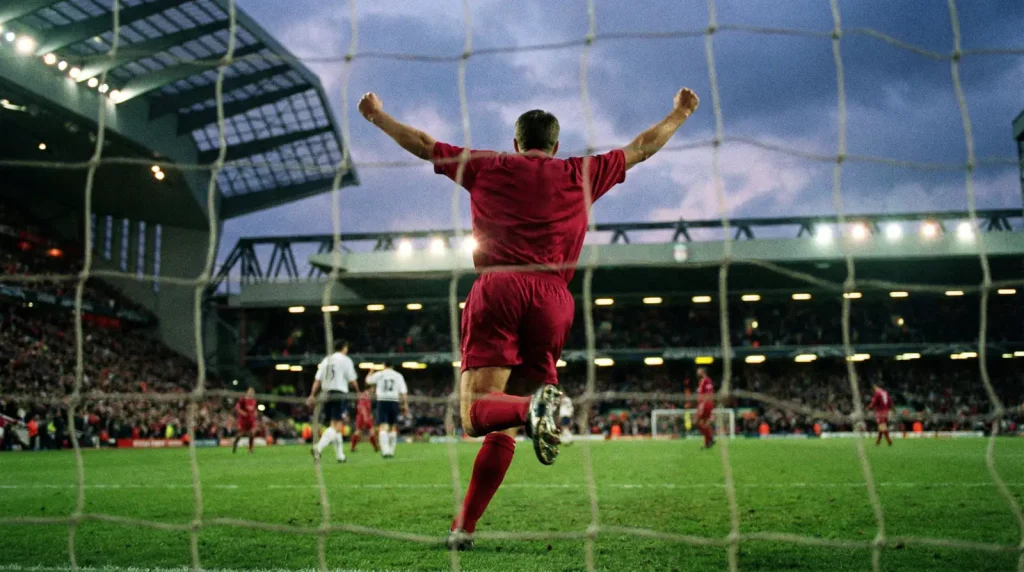 Delantero celebrando un gol en un partido de la Eredivisie holandesa